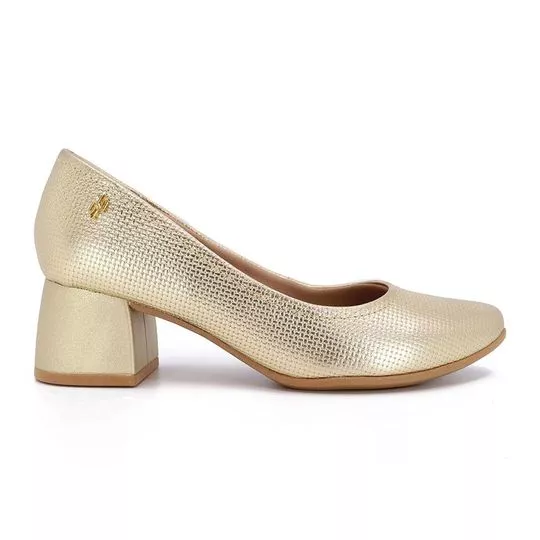 Scarpin Texturizado- Dourado- Salto: 5cm- Usaflex