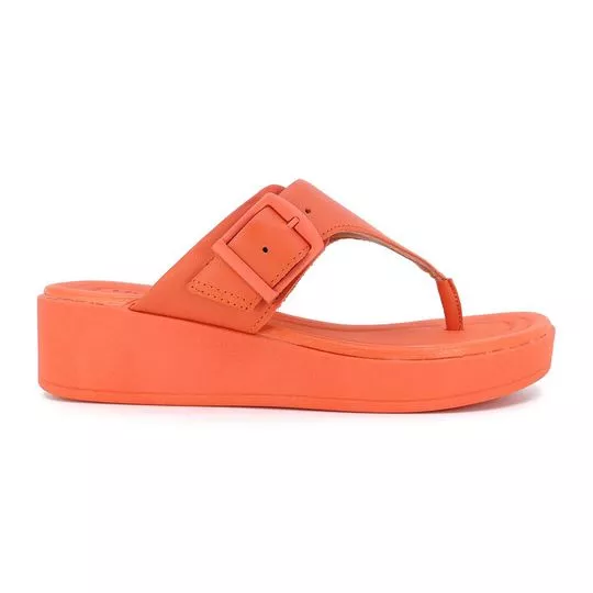 Tamanco Plataforma Texturizado- Laranja- Salto: 4,5cm- Usaflex