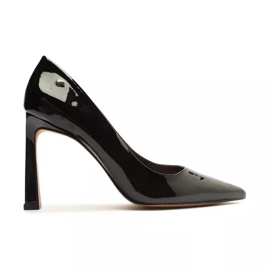 Scarpin Envernizado Com Tag- Preto- Salto: 9,5cm- My Shoes