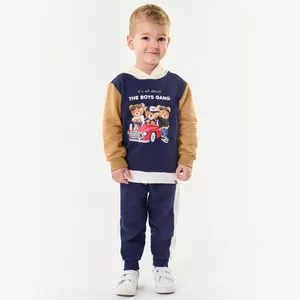 Conjunto De Blusão Ursos & Calça Jogger<BR>- Azul Marinho<BR>- Trick Nick