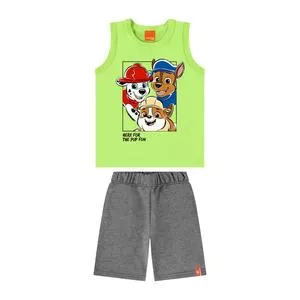 Conjunto De Regata & Bermuda Patrulha Canina<BR>- Verde & Cinza