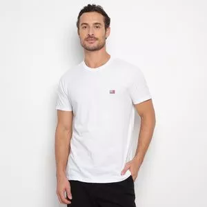 Camiseta Com Bordado<BR>- Branca