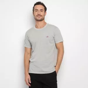 Camiseta Com Bordado<BR>- Cinza Claro