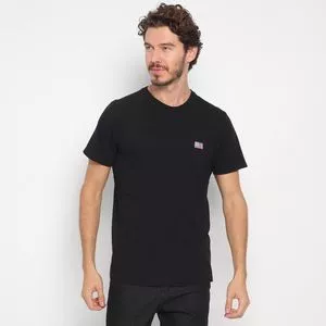 Camiseta Com Bordado<BR>- Preta