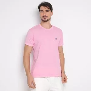 Camiseta Com Bordado<BR>- Rosa Claro