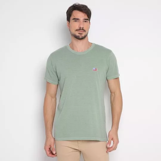 Camiseta Com Bordado- Verde Claro