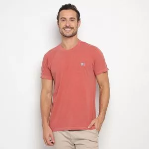 Camiseta Com Bordado<BR>- Vermelha