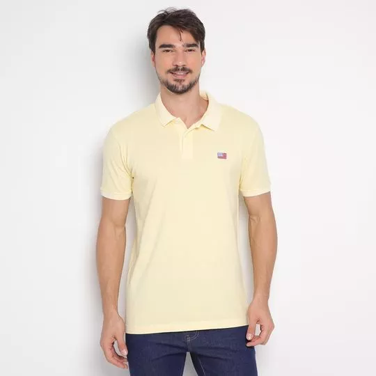 Polo Clássica Com Bordado- Amarelo Claro