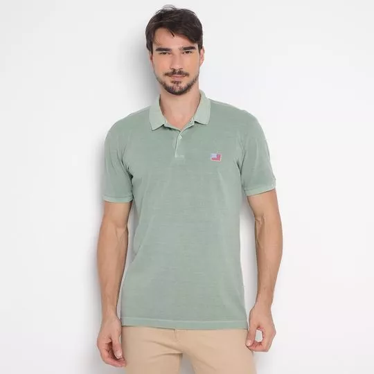 Polo Clássica Com Bordado- Verde Claro