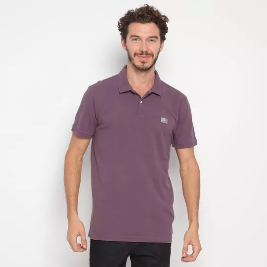 Polo Clássica Com Bordado- Roxo Escuro