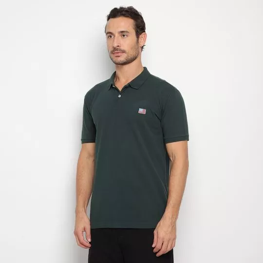 Polo Clássica Com Bordado- Verde Escuro