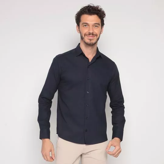 Camisa Lisa- Azul Marinho