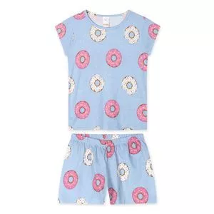 Pijama Rosquinhas<BR>- Azul Claro & Rosa<BR>- Marisol