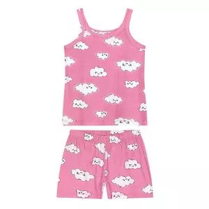 Pijama Nuvem<BR>- Rosa Claro & Branco<BR>- Marisol