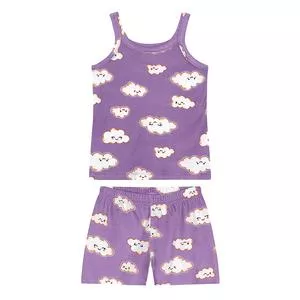 Pijama Nuvem<BR>- Roxo & Branco<BR>- Marisol