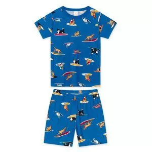 Pijama Cachorrinhos<BR>- Azul Escuro & Preto<BR>- Marisol