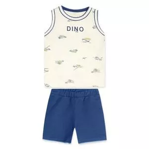 Conjunto De Regata Dino & Bermuda<BR>- Off White & Azul Escuro<BR>- Marisol