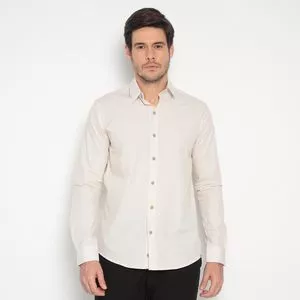 Camisa Classic Com Recortes<BR>- Bege Claro