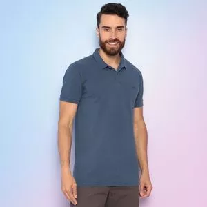 Polo Com Bordado<BR>- Azul Escuro