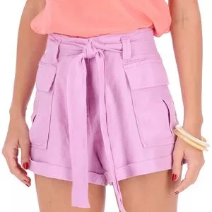 Short Em Linho<BR> -  Rosa Claro<BR> - Animale