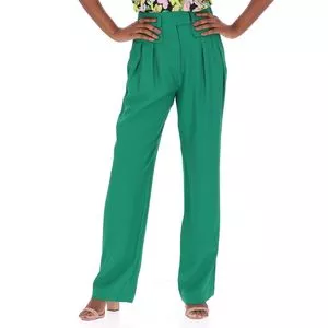 Calça Reta Com Bolsos<BR>- Verde