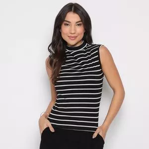 Blusa Listrada<BR>- Preta & Branca