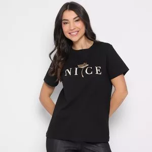 Camiseta Nice<BR>- Preta