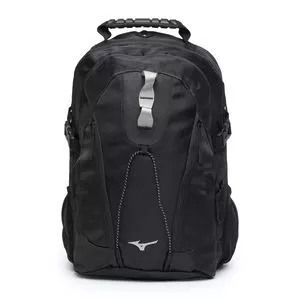 Mochila Com Logo<BR> - Preto & Prateado<BR> - 44x32x12cm<BR> - Mizuno