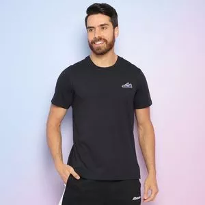 Camiseta Com Logo<BR>- Preta & Azul Escuro