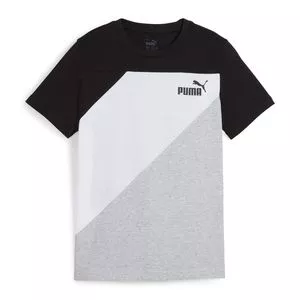 Camiseta Puma®<BR>- Preta & Cinza