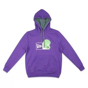 Blusão Em Moletom<BR>- Roxo & Verde Claro