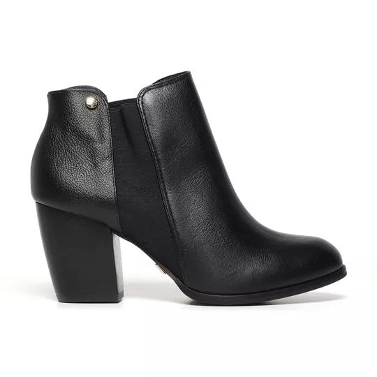 Ankle Boot Em Couro- Preta- Jorge Bischoff