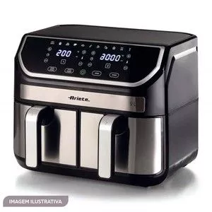 Fritadeira Air Fryer Dual Ariete® 4625<BR>- Preta & Prateada<BR>- 31x38x33cm<BR>- 9L<BR>- 127V<BR>- 1700W<BR>- Ariete