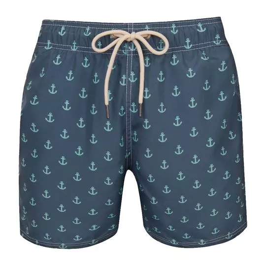 Short Regular Âncoras- Verde Escuro & Verde Claro- Shorts&Co