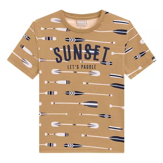 Camiseta Sunset- Bege Escuro & Azul Marinho- Milon