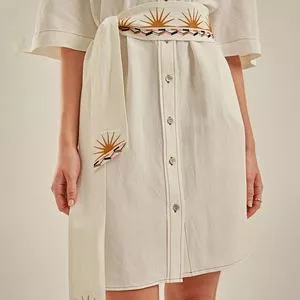 Chemise Curto Com Faixa<BR>- Off White