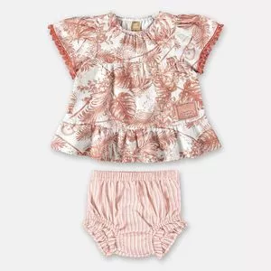 Conjunto De Bata Folhagens & Tapa Fralda<BR>- Laranja Escuro & Off White<BR>- Up Baby<BR>- Up Baby & Up Kids