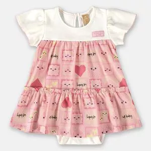 Vestido Body Corações<BR>- Rosa Claro & Off White<BR>- Up Baby<BR>- Up Baby & Up Kids