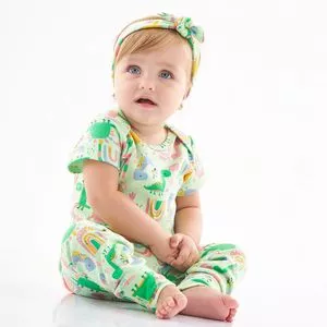 Faixa Para Cabelo Dinossauros<BR>- Verde Claro & Laranja<BR>- Up Baby<BR>- Up Baby & Up Kids