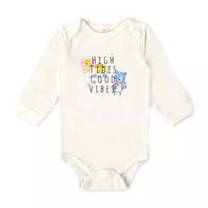 Body Com Inscrições<BR>- Branco & Azul