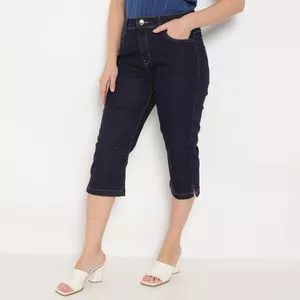 Calça Jeans Capri Com Pespontos<BR>- Azul Escuro<BR>- Mirasul