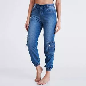 Calça Jeans Jogger Com Bolsos<BR>- Azul Escuro<BR>- Zait Jeans