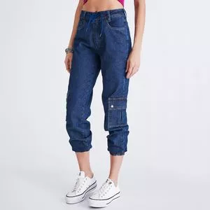 Calça Jeans Jogger Com Bolsos<BR>- Azul Marinho<BR>- Zait Jeans