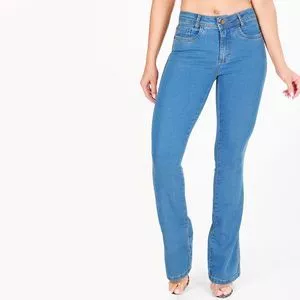 Calça Jeans Flare Com Recortes<BR>- Azul<BR>- Zait Jeans