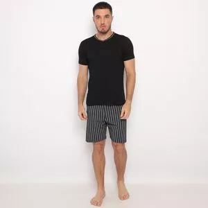 Pijama Listrado<BR>- Preto