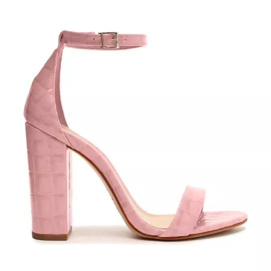 Sandália Em Couro- Rosa Claro- Salto: 10,5cm- Schutz