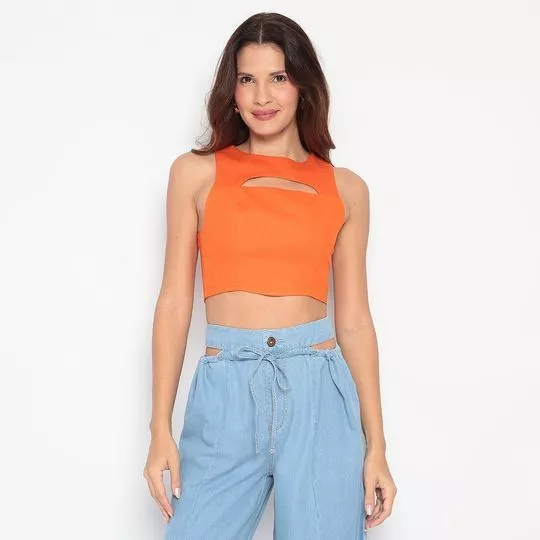 Cropped Com Vazado- Laranja- ZINCO