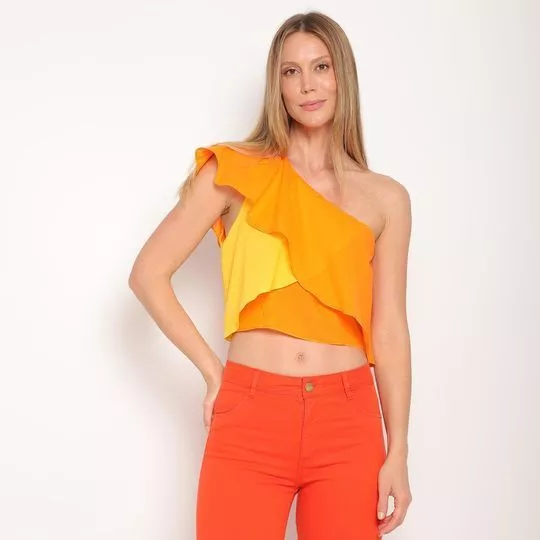 Cropped Com Babado- Laranja- ZINCO