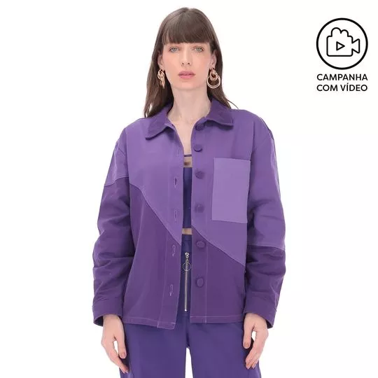 Camisa Com Recortes- Roxa & Roxo Escuro- ZINCO