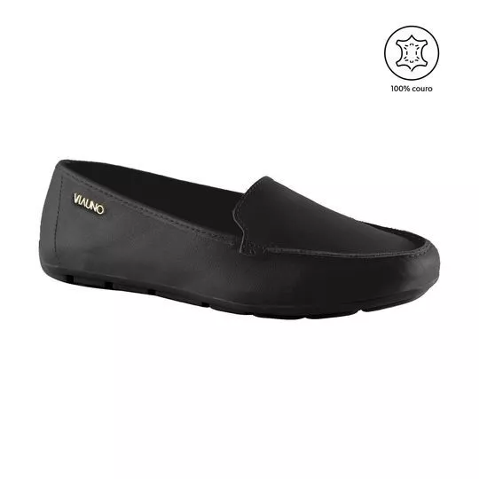 Mocassim Em Couro- Preto- VIA UNO